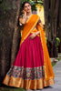 Beautiful Pink Zari Weaving Silk Traditional Half Saree Lehenga
