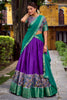 Incredible Purple Zari Weaving Silk Onam Special Half Saree Lehenga Choli