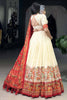 Wonderful Off-White Foil Work Tussar Silk Traditional Lehenga Choli