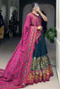 Attractive Teal Blue Digital Printed Tussar Silk Lehenga With Blouse