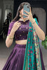 Adorable Purple Foil Work Tussar Silk Lehenga Choli With Dupatta