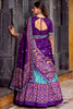 Bewitching Sky Blue Ikkat Printed Silk Lehenga Choli With Dupatta