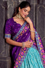Bewitching Sky Blue Ikkat Printed Silk Lehenga Choli With Dupatta