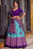 Bewitching Sky Blue Ikkat Printed Silk Lehenga Choli With Dupatta