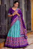 Bewitching Sky Blue Ikkat Printed Silk Lehenga Choli With Dupatta