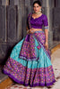 Bewitching Sky Blue Ikkat Printed Silk Lehenga Choli With Dupatta