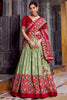 Beautiful Sage Green Ikkat Printed Silk Festival Wear Lehenga Choli