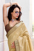 Awesome Cream Ikkat Weaving Silk Event Wear Saree With Blouse