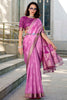 Alluring Purple Ikkat Weaving Silk Festival Wear Saree With Blouse