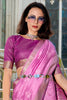 Alluring Purple Ikkat Weaving Silk Festival Wear Saree With Blouse