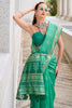 Desirable Green Ikkat Weaving Silk Casual Wear Saree With Blouse