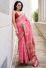 Winsome Pink Ikkat Weaving Silk Function Wear Saree With Blouse