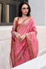 Winsome Pink Ikkat Weaving Silk Function Wear Saree With Blouse