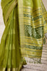 Fabulous Olive Green Ikkat Weaving Silk Event Wear Saree With Blouse