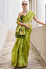 Fabulous Olive Green Ikkat Weaving Silk Event Wear Saree With Blouse