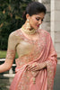 Winsome Peach Embroidery Work Tissue Silk Engagement Wear Saree