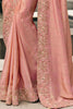 Winsome Peach Embroidery Work Tissue Silk Engagement Wear Saree