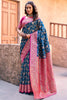 Beautiful Navy-Blue Zari Weaving Silk Traditional Saree With Blouse