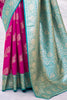 Glamorous Magenta Zari Weaving Silk Function Wear Saree With Blouse