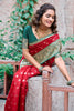 Alluring Red Zari Weaving Silk Festival Wear Saree With Blouse