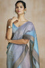 Amusing Blue Digital Printed Silk Function Wear Saree With Blouse