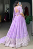 Wonderful Lavender Thread Work Georgette Reception Wear Lehenga Choli