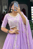 Wonderful Lavender Thread Work Georgette Reception Wear Lehenga Choli