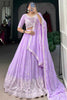 Wonderful Lavender Thread Work Georgette Reception Wear Lehenga Choli