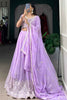 Wonderful Lavender Thread Work Georgette Reception Wear Lehenga Choli