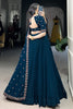 Gorgeous Navy-Blue Thread Work Georgette Wedding Wear Lehenga Choli
