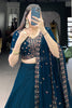 Gorgeous Navy-Blue Thread Work Georgette Wedding Wear Lehenga Choli