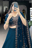 Gorgeous Navy-Blue Thread Work Georgette Wedding Wear Lehenga Choli
