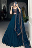 Gorgeous Navy-Blue Thread Work Georgette Wedding Wear Lehenga Choli