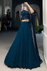 Gorgeous Navy-Blue Thread Work Georgette Wedding Wear Lehenga Choli