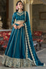 Fabulous Blue Thread Work Silk Wedding Wear Lehenga Choli With Dupatta