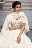 Attractive Off-White Thread Work Silk Wedding Wear Lehenga Choli