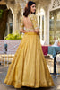 Dazzling Mustard Thread Work Organza Haldi Wear Lehenga Choli