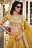 Dazzling Mustard Thread Work Organza Haldi Wear Lehenga Choli