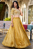 Dazzling Mustard Thread Work Organza Haldi Wear Lehenga Choli