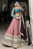 Enjoyable Dusty Pink Thread Embroidered Silk Reception Lehenga Choli