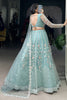 Adorable Sky-Blue Thread Embroidered Net Reception Wear Lehenga Choli