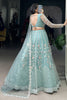 Adorable Sky-Blue Thread Embroidered Net Reception Wear Lehenga Choli