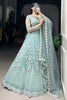 Adorable Sky-Blue Thread Embroidered Net Reception Wear Lehenga Choli