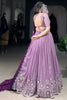 Magnetic Lavender Thread Work Organza Wedding Lehenga Choli With Dupatta