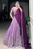 Magnetic Lavender Thread Work Organza Wedding Lehenga Choli With Dupatta