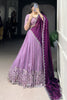Magnetic Lavender Thread Work Organza Wedding Lehenga Choli With Dupatta