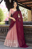 Striking Peach Hotfix Embroidered Organza Function Wear Lehenga Choli