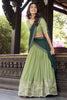 Lavish Pista Green Hotfix Work Organza Mehendi Wear Lehenga Choli