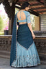 Memorable Sky-Blue Hotfix Embroidered Organza Festival Wear Lehenga Choli