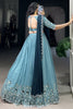 Alluring Sky-Blue Thread Work Organza Festival Wear Lehenga Choli